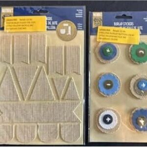 New 2 Little Yellow Bicycle Burlap Sticker Lot Scrapbooking & Card Making